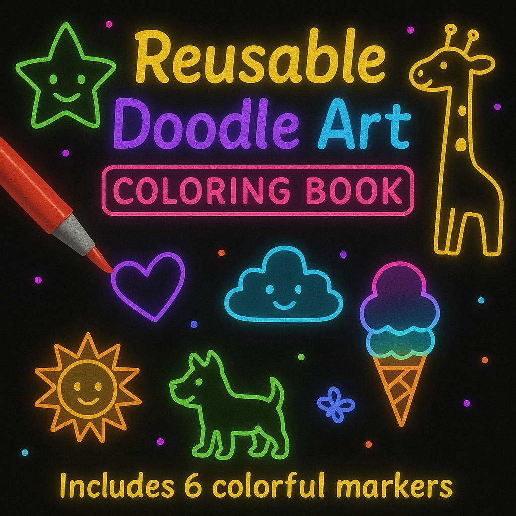 Reusable Kids Doodle Set – 2 Pack Giant Coloring Books with Markers