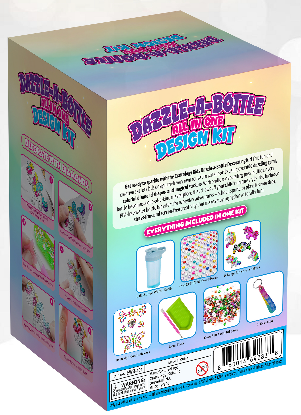 DAZZLE-A-BOTTLE, Water Bottle Complete Decorating Kit