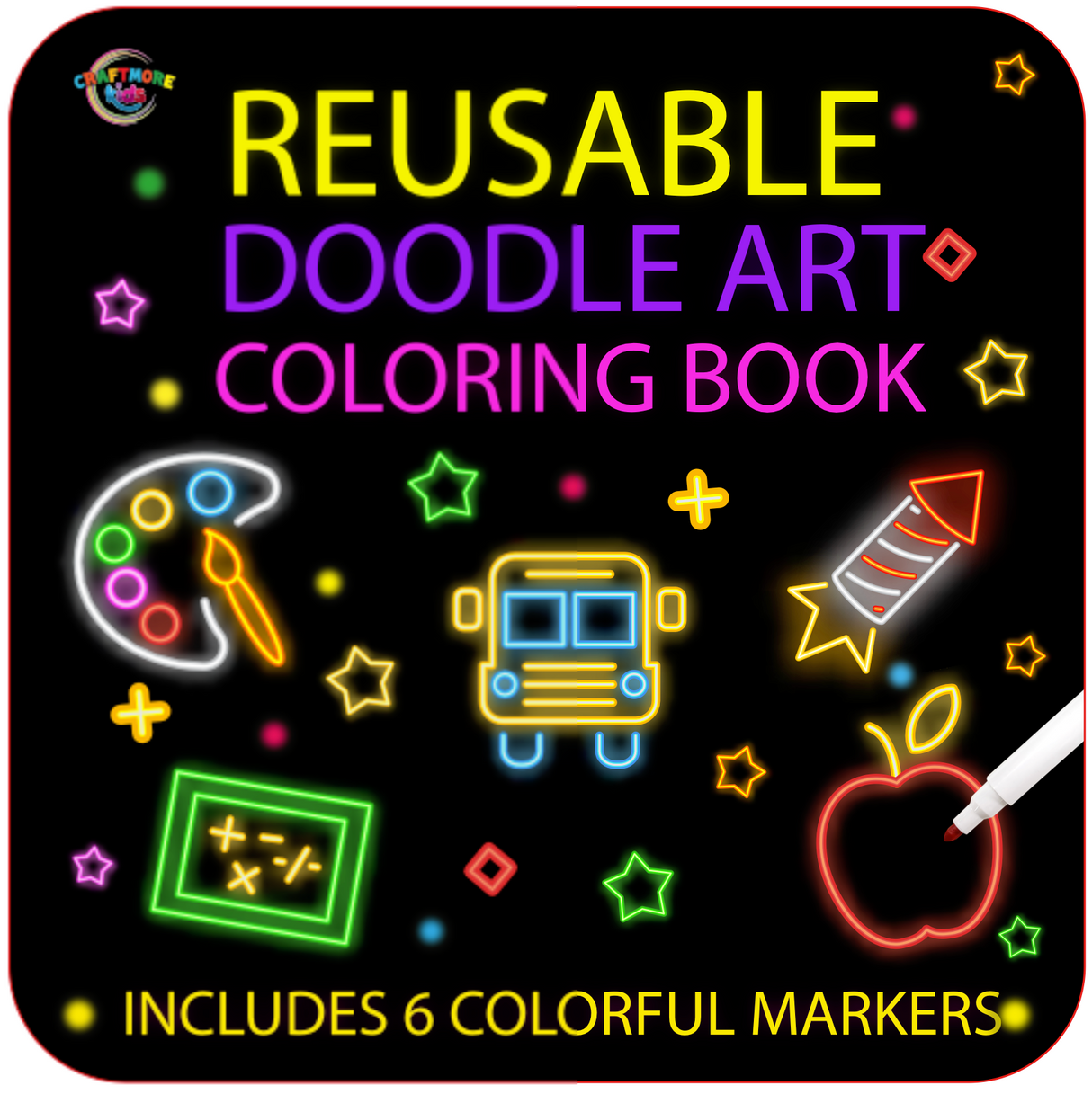 Reusable Kids Doodle Set – 2 Pack Giant Coloring Books with Markers