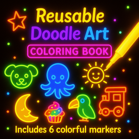 Reusable Kids Doodle Set – 2 Pack Giant Coloring Books with Markers