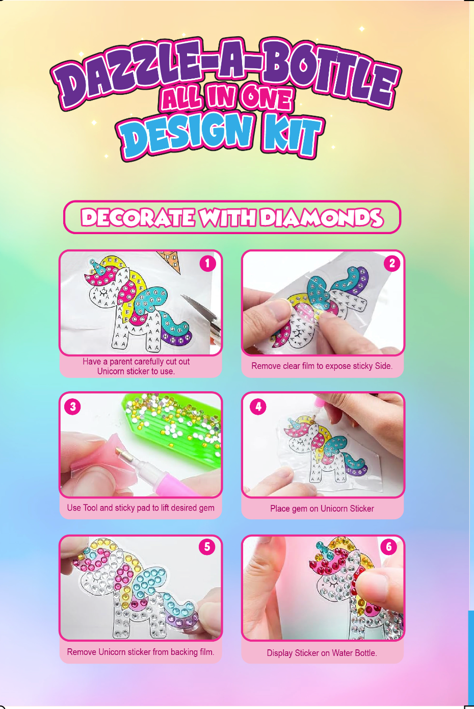 DAZZLE-A-BOTTLE, Water Bottle Complete Decorating  Kit